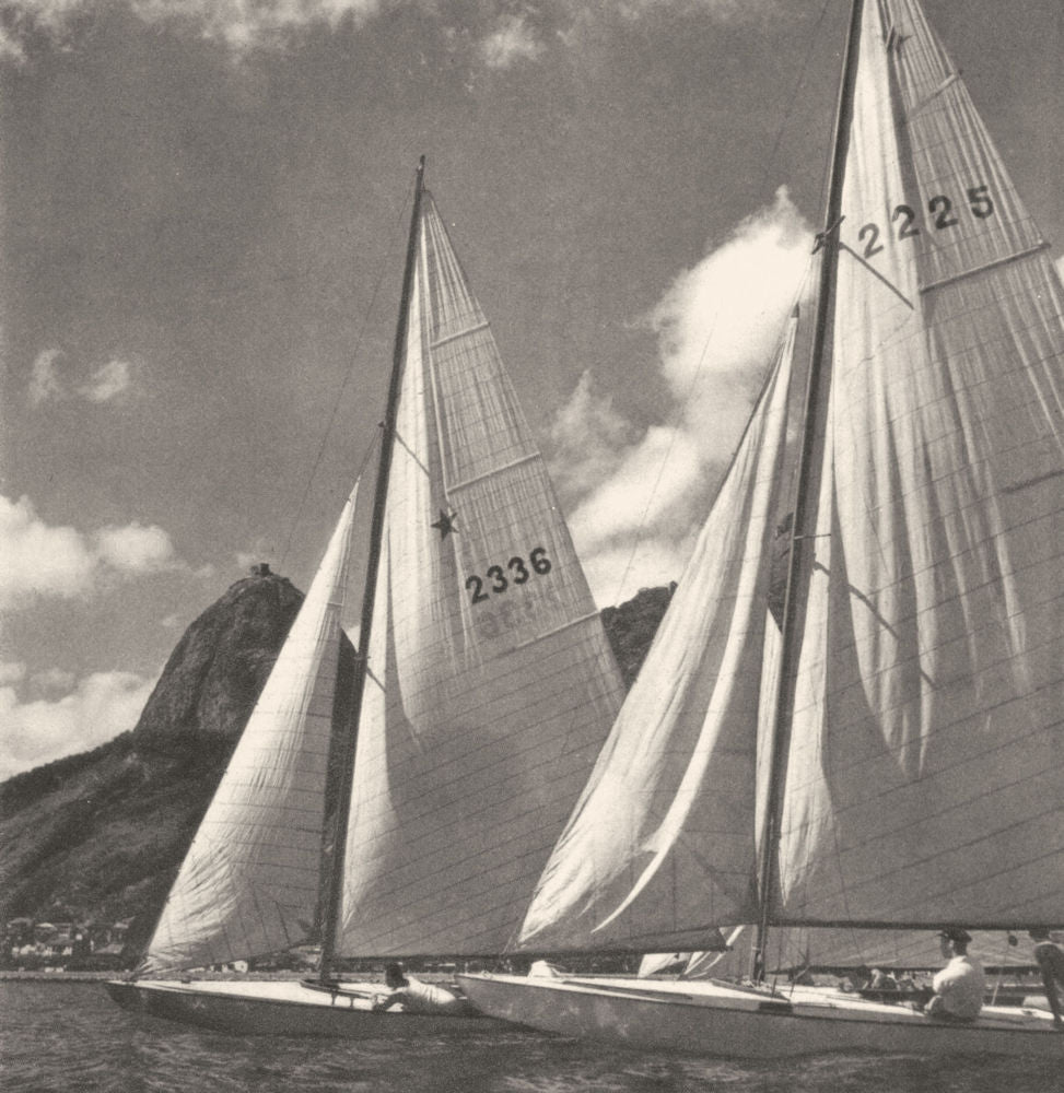 BRAZIL. Rio de Janeiro. Voiliers a Rio Sailing 1951 old vintage print picture